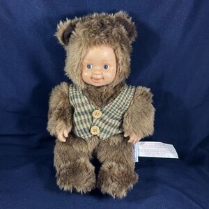 Anne Geddes Teddy Baby Plush Doll Brown Bear Collectible Blue Eyes Sweet Nursery